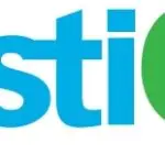 A blue and green logo for justicia